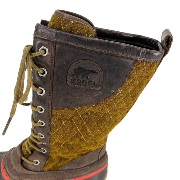 Sorel Boots Sorelli Quilted Wool‎ Green Brown Waterproof Women’s 10 main image 14
